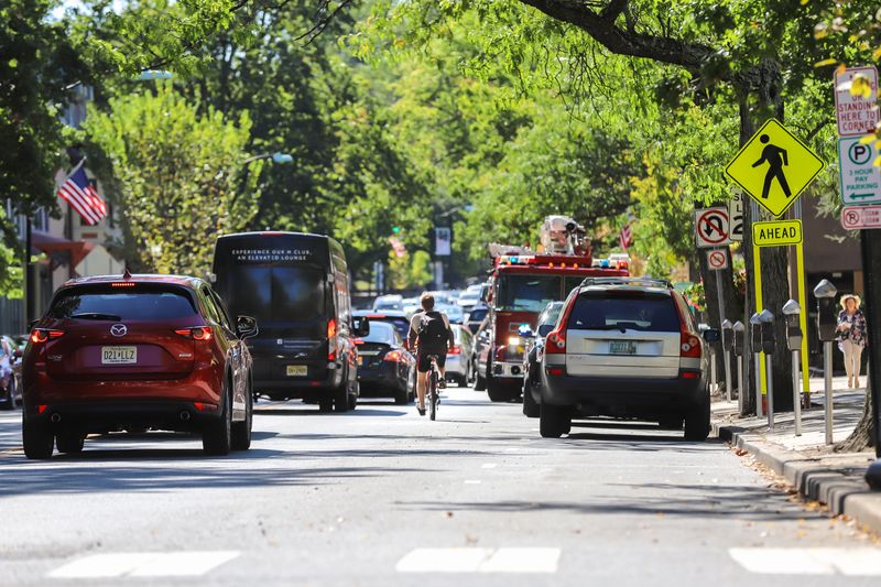 street with traffic, bicycle